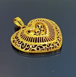 18K Gold Filled Stunning Italian Diamond Cut 18ct GF Filigree Pendant 30mm - Picture 1 of 11