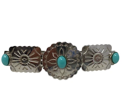 Cordón de pelo vintage Kirks Folly tono plateado estilo navaho occidental Foto 1 de 4