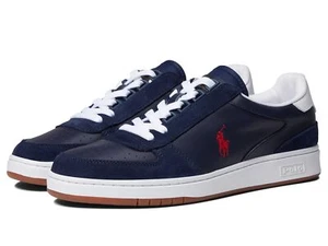 POLO RALPH LAUREN Court Low-Top Sneaker Newport Navy/Rl2000 Red Suede/Leather 10 - Picture 1 of 1