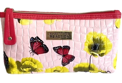 Kenneth Cole Reaction Butterfly summer cosmetic makeup toiletry bag pink READ Foto 1 de 4