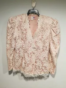 Vintage Susan Lane's Country Elegance Victorian Lace Sz L Double Breasted Blazer - Picture 1 of 12