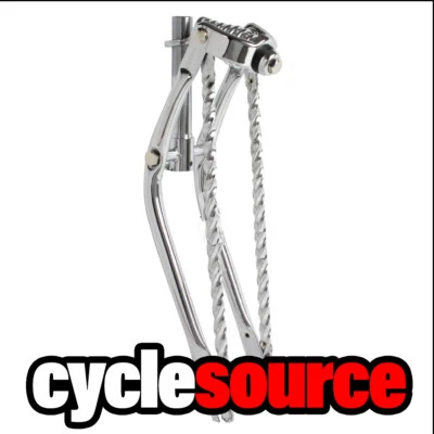 20" Lowrider Classic Bike Straight Spring Fork W/ Square Twisted Bars Chrome - Image 1 of 2