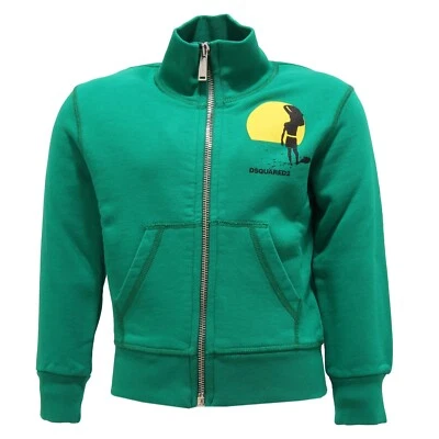 3939T felpa bimbo DSQUARED2 verde ful zip cotone sweatshirt kid - Изображение 1 из 4