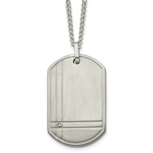 *BRAND NEW* Chisel Grey Titanium w/ Diamond Brushed Dog Tag Necklace TBN105-22 - Image 1 of 4