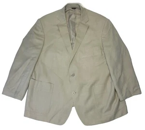 Oak Hill 2 Button Linen Rayon Tan Blazer Jacket Suit Coat Vacation 2XL 50/52 - Picture 1 of 16
