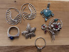Sterling Silver Lot - 6 Marked Pieces - Rings/Brooches/Earrings/Pendant
