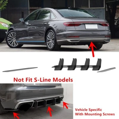 Fits 2019-2021 AUDI A8 D4 Rear Diffuser + Rear Side Splitter Spoiler Body Kits Foto 1 de 4