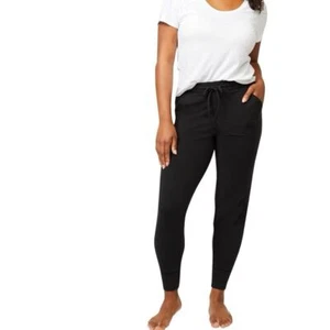 NEW HANES Ecosmart Jogger Leggings in Black Size Medium Loungewear Essential - Picture 1 of 6