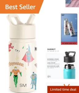Dishwasher Safe Superhero Kids Water Bottle - 14oz Stainless Steel with Straw - Picture 1 of 10
