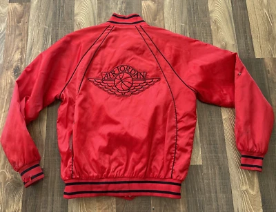 Nike Air Jordan 1 Wing Blue Label Red Satin Bomber Jacket size M *READ - Image 1 of 4
