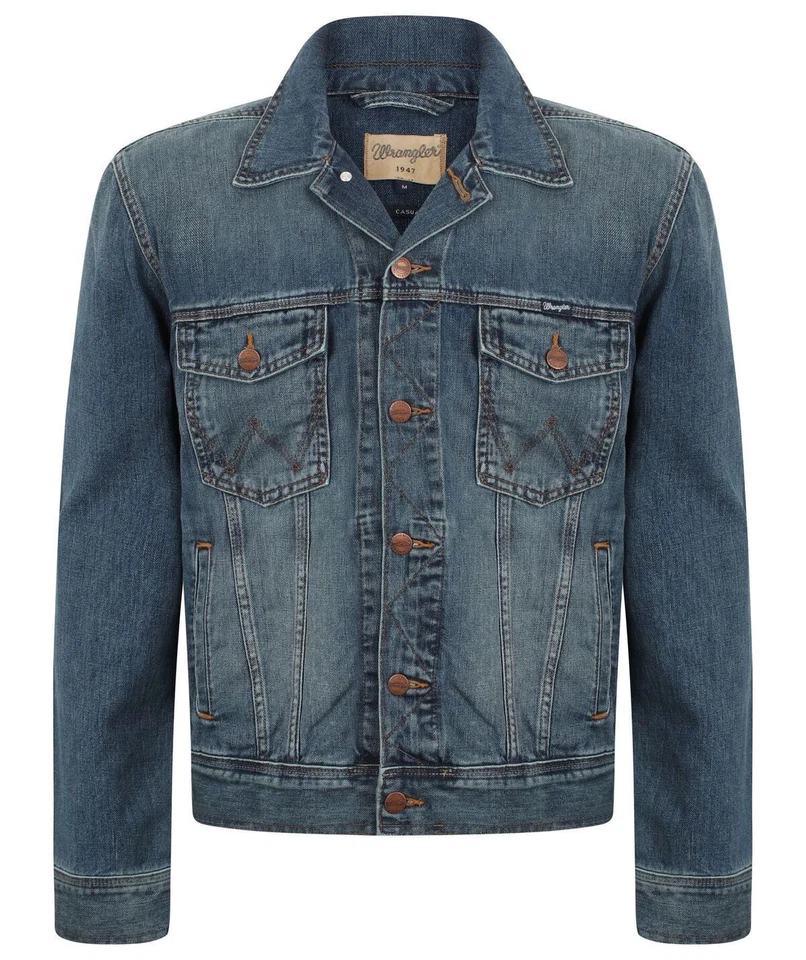 VESTE HOMME WRANGLER TRADITIONNELLE CLASSIQUE WESTERN DENIM - DENIM BLEU STONEWASH - Photo 1/1