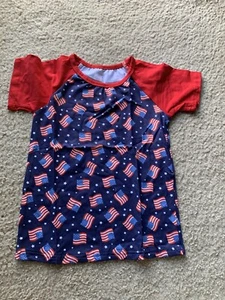 Boys Blue Shirt Flags Unbranded Size 5-6T Knit Cotton - Picture 1 of 3