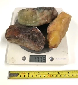 THREE LARGE RAINBOW BANDED FLUORITE SPECIMENS ~ 1.77 KILOS ~ LAPIDARY~ROUGH ROCK - Picture 1 of 2