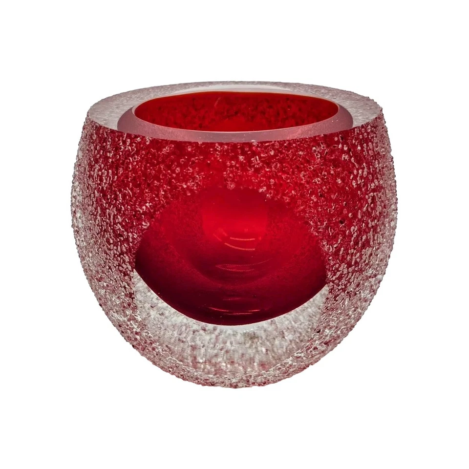 Fifth Ave Red Geode Frosted Votive Candleholder Hollywood Regency Glam Christmas - Image 1 of 4