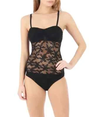 Nuevo TRAJE DE BAÑO COCO RAVE Grande 36D Copa Negro Semi Transparente Encaje Copa D Foto 1 de 4