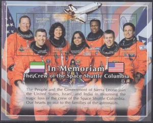 SIERRA LEONE Sc # 2595a-g CPL MNH SHEET of 7 HONOURING COLUMBIA SHUTTLE DISASTER - Picture 1 of 1