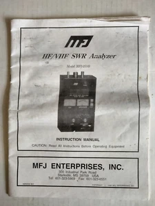 MFJ 259B HF/VHF Analizator Instrukcja obsługi i instrukcji 1998 - Zdjęcie 1 z 2