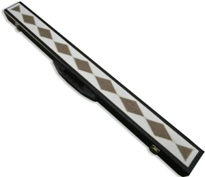 Estuche para tacos de billar hecho a mano con diseño de diamante gris articulado de 2 compartimentos - Imagen 1 de 3