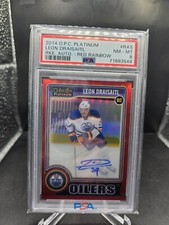 Leon Draisaitl Red Prism Rookie Auto / 50 Psa 8 2014-15 Opc Platinum Oilers