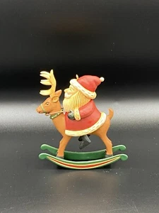 Hallmark Ornament 2001 Rocking Reindeer Horse Santa Christmas NO BOX - Picture 1 of 6