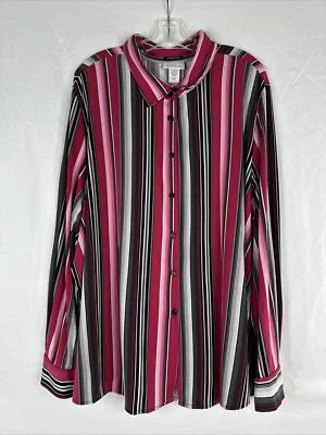 Nuevo top túnica Avenue elástico con botones para mujer talla grande 30/32 rosa a rayas  Foto 1 de 4