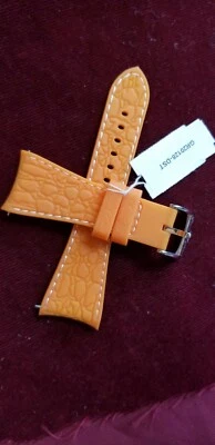 GENUINA NUEVA BANDA DE GOMA GLAM ROCK EXTREMOS CURVOS 26 MM NARANJA CON PASADORES Foto 1 de 4