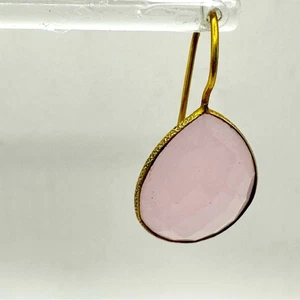 Pink Faceted Teardrop Gold Tone Earrings Drop Fashion Jewelry Preppy Oversized - Picture 1 of 8