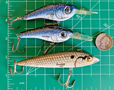 LOT 3 Cotton Cordell FISHING LURES Grappler Shad CRANKBAITS DIVERS SPOT MINNOW - Image 1 of 4
