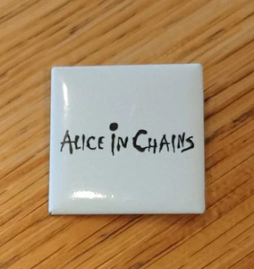 Alice In Chains White And Black Vintage Collectors Square Pin Heavy Metal Rock  - Picture 1 of 1