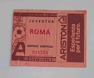 BIGLIETTO TICKET STADIO PARTITA CALCIO JUVENTUS ROMA 1983/84 SERIE A  - Immagine 1 di 2