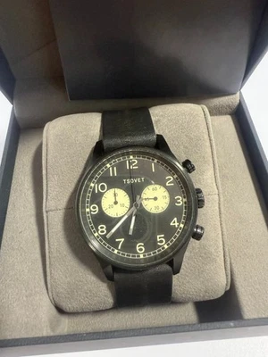 Reloj Cronógrafo Tsovet SVT-DE40 Negro y Beige | Cuero Negro Foto 1 de 4