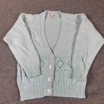 Suéter Kobe Cristal De Colección Para Mujer Cárdigan Azul Medio Tejido Abierto Retro Acrílico Años 90 Foto 1 de 4