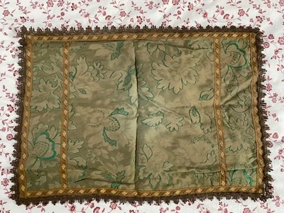 Napperon baroque vert bords marrons 58x40cm vintage ancien 60-70ans - Photo 1/4