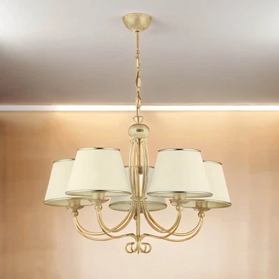 Araña de Cristal Con Pantalla En Shabby Oro Blanco Bertha Comedor Pendelleuchte - Imagen 1 de 3