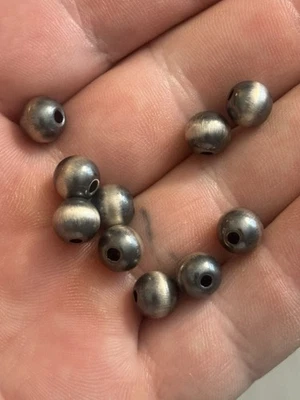 LOTE DE 10 CUENTAS PLATA ESTERLINA 8MM “ESTILO PERLA NAVAJO” .925 PERLA DEL DESIERTO  Foto 1 de 4