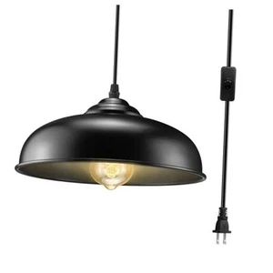 Plug in Pendant Light, Black Farmhouse Pendant Light Fixture with On/Off  - Picture 1 of 8