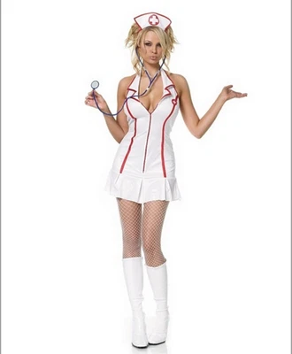 CT23 2 peças roupa/traje de enfermeira gola alta vestido e peça de cabeça combinando - Pequeno - Imagem 1 de 4