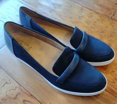 Zapatos Mocasín Naturalizer Samara Azul Marino Cuña Baja Para Mujer Talla 9M Gamuza Cuero Foto 1 de 4