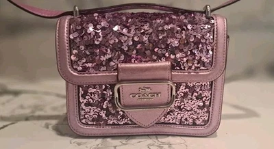 Coach Morgan Square Sequin Crossbody Lilac New - Image 1 of 4