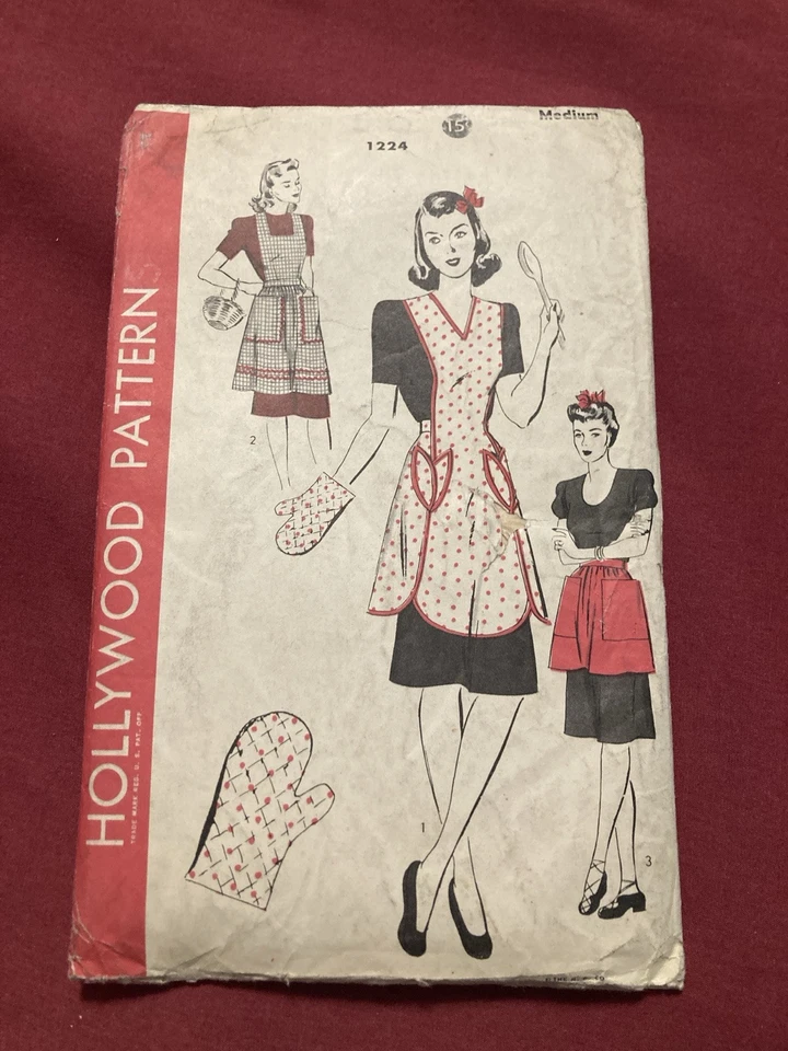 Hollywood Pattern Co Apron Bib Half Butcher Potholder Mitt S M L 1224 never used - Image 1 of 4