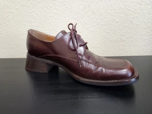 VINTAGE GD ITALIENISCHE DAMEN LEDER OXFORD SCHNÜRSCHUHE ECKIGE SPITZE BÜRO ADRETTE SCHUHE - Bild 1 von 13