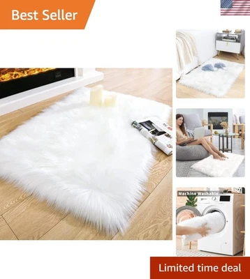 Alfombra de piel sintética mullida de lujo de 2' x 3' - Ideal para decoración de dormitorio y sala de estar Foto 1 de 4