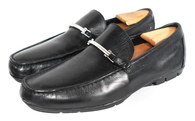 Mocasines Hugo Boss Slip-On Silver Horse Bit de cuero negro 9 Foto 1 de 4