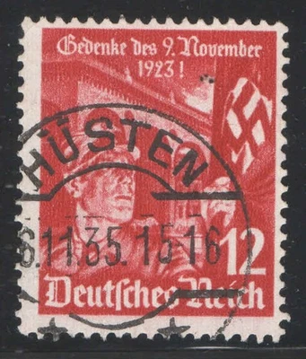 GERMANY WWII REICH NAZI HITLER CANCEL / POSTMARK HUSTEN USED STAMP 32EB2 - Image 1 of 2