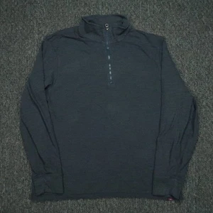 Faherty Pullover Mens Large Navy Blue Sunwashed Slub Organic Cotton Half Zip - Picture 1 of 10