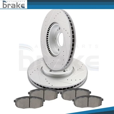 Front Drill Slot Brake Rotors Ceramic Pads Fits Kia Forte Koup 2010 11-2013 - Image 1 of 4