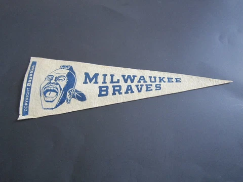 RARE Vintage 1950's MLB Milwaukee Braves Bazooka 14" FELT PENNANT FLAG BANNER Cover