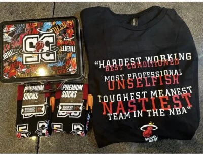 Miami Heat NBA Playoffs T-Shirt Men’s XL Lunchbox Premium Socks NEW RARE - Image 1 of 4