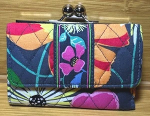 Cartera Vera Bradley triple pliegue con monedero en patrón de flores de jazz - Imagen 1 de 6