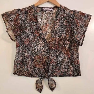 Oona & Maud | Floral Tie-Front Top Women's Size Medium *FLAW* - Picture 1 of 7